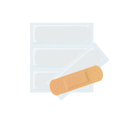 realistic color illustration of individually wrapped plaster on white background
