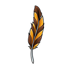 beautiful bright cartoon feather isolated on white background illustration