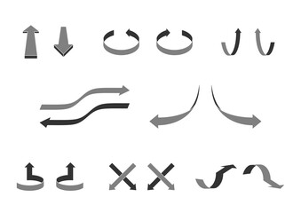 Illustration set of arrows showing various movements (white background, vector, cut out)
