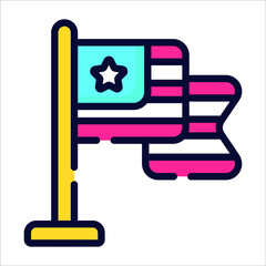 Obraz premium usa flag flat icon, vector design usa independence day icon.