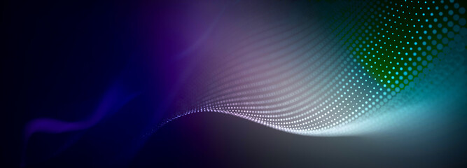 Abstract digital wave of particles. Technology futuristic point wave background. 3d Render.