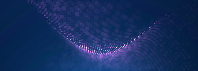 Abstract digital wave of particles. Technology futuristic point wave background. 3d Render.