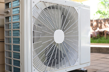 Air condition outdoor unit compressor install outside the house,Condenser unit in central air...