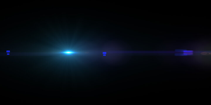 lens flares for photography and anamorphic lens flare. 3d render.