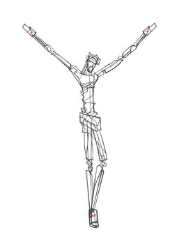 Jesus Christ at the Cross ink illustration