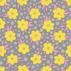 Seamless pattern flower design.Print botanical textile fabric fashion.Modern vintage style.