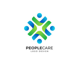 Obraz premium Health People Care Community Logo Design Template