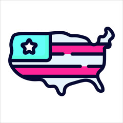 USA map flat icon, vector design usa independence day icon.