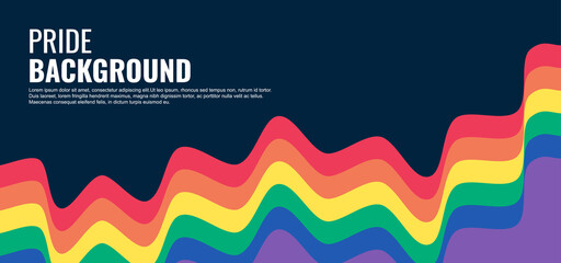 LGBT pride abstract wave background. Vector background with rainbow colors. Vector Banner Template for Pride Month