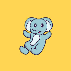 Cute elephant is flying. Animal cartoon concept isolated. Can used for t-shirt, greeting card, invitation card or mascot. Flat Cartoon Style