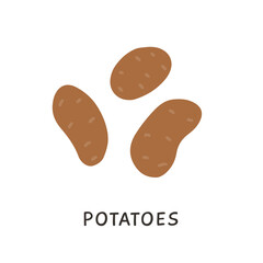 Hand drawn doodle icon of potato tubers. Gathered tuberous food crops. Ripe whole organic vegetables isolated on white background. Colored vector illustration in flat style.