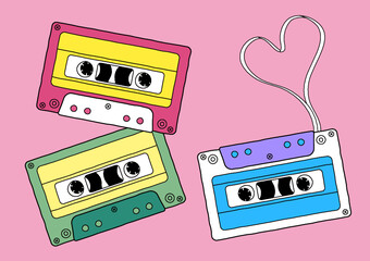 Retro old antique musical audio cassette tape handwriting