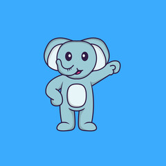 Cute elephant hero. Animal cartoon concept isolated. Can used for t-shirt, greeting card, invitation card or mascot. Flat Cartoon Style