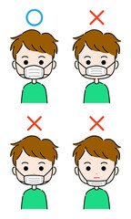 正しいマスクの付け方　男性