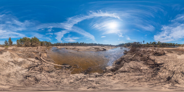 Spherical panoramic photograph of the Grose River after flooding in regional Australia