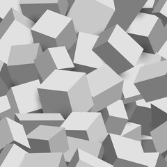 Spatial image. Three sides of the box are painted in different colors. Black borders. Various shapes, sizes and angle. Vector illustration.