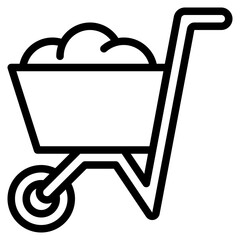 Wheelbarrow outline style icon