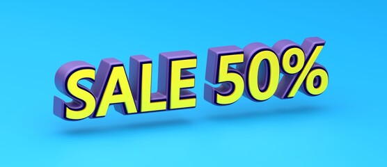 Abstract SALE 50% 3D TEXT Rendered Poster (3D Artwork)