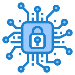 Processor security blue style icon