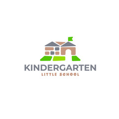kindergarten kids school logo vector