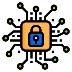 Processor security color line style icon