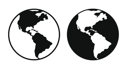 Obraz premium Earth icon. Globe sphere map symbol. World from space sign. North and south america atlas geography. Web application interface internet button. Vector illustration image.