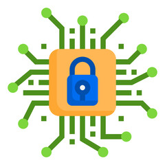 Processor security flat style icon