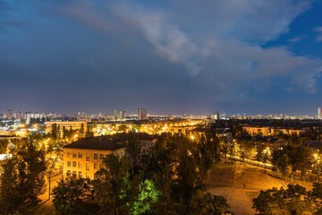 Naklejka premium Residential area of Kiev on a cloudy evening.