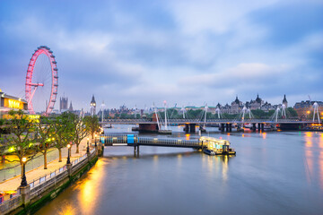 Morning skyline view of London river Thames 