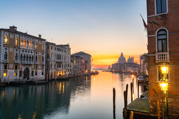 Beautiful view of Grand Canal and Basilica Santa Maria della Salute in Venice, Italy