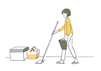Poster 床掃除をする女性 © Yukiko