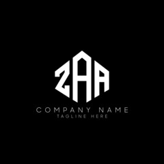 ZAA letter logo design with polygon shape. ZAA polygon logo monogram. ZAA cube logo design. ZAA hexagon vector logo template white and black colors. ZAA monogram, ZAA business and real estate logo.