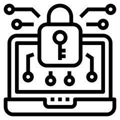 Data encryption outline style icon