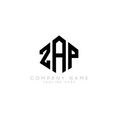 ZAP letter logo design with polygon shape. ZAP polygon logo monogram. ZAP cube logo design. ZAP hexagon vector logo template white and black colors. ZAP monogram, ZAP business and real estate logo. 