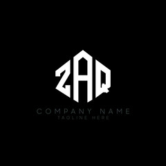 ZAQ letter logo design with polygon shape. ZAQ polygon logo monogram. ZAQ cube logo design. ZAQ hexagon vector logo template white and black colors. ZAQ monogram, ZAQ business and real estate logo. 