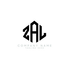 ZAL letter logo design with polygon shape. ZAL polygon logo monogram. ZAL cube logo design. ZAL hexagon vector logo template white and black colors. ZAL monogram, ZAL business and real estate logo. 