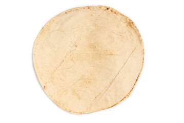 Grilled pitta bread isolated on white background.