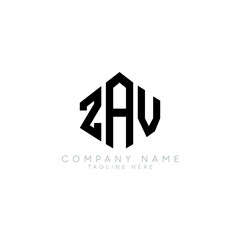 Obraz premium ZAV letter logo design with polygon shape. ZAV polygon logo monogram. ZAV cube logo design. ZAV hexagon vector logo template white and black colors. ZAV monogram, ZAV business and real estate logo. 
