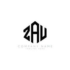 ZAU letter logo design with polygon shape. ZAU polygon logo monogram. ZAU cube logo design. ZAU hexagon vector logo template white and black colors. ZAU monogram, ZAU business and real estate logo. 