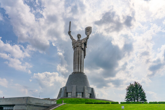 Kiev,Ukaine-May,2019: The famous Motherland Monument also known as Rodina-Mat at the Ukrainian State Museum of the Great Patriotic War
