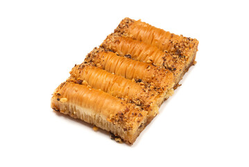 Delicious sweet baklava isolated on white background.