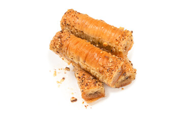 Delicious sweet baklava isolated on white background.