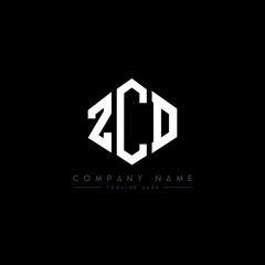 ZCD letter logo design with polygon shape. ZCD polygon logo monogram. ZCD cube logo design. ZCD hexagon vector logo template white and black colors. ZCD monogram, ZCD business and real estate logo. 