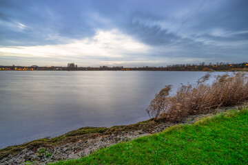 Willen Lake at sunset in Milton Keynes, England