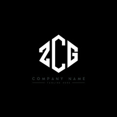 ZCG letter logo design with polygon shape. ZCG polygon logo monogram. ZCG cube logo design. ZCG hexagon vector logo template white and black colors. ZCG monogram, ZCG business and real estate logo. 