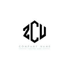 ZCU letter logo design with polygon shape. ZCU polygon logo monogram. ZCU cube logo design. ZCU hexagon vector logo template white and black colors. ZCU monogram, ZCU business and real estate logo. 