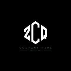 ZCQ letter logo design with polygon shape. ZCQ polygon logo monogram. ZCQ cube logo design. ZCQ hexagon vector logo template white and black colors. ZCQ monogram, ZCQ business and real estate logo. 