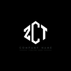 ZCT letter logo design with polygon shape. ZCT polygon logo monogram. ZCT cube logo design. ZCT hexagon vector logo template white and black colors. ZCT monogram, ZCT business and real estate logo. 