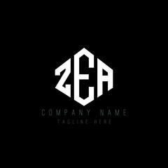 Obraz premium ZEA letter logo design with polygon shape. ZEA polygon logo monogram. ZEA cube logo design. ZEA hexagon vector logo template white and black colors. ZEA monogram, ZEA business and real estate logo. 