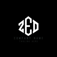 ZED letter logo design with polygon shape. ZED polygon logo monogram. ZED cube logo design. ZED hexagon vector logo template white and black colors. ZED monogram, ZED business and real estate logo. 